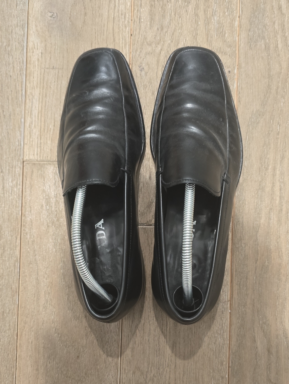 Prada Black Leather Slip-On Loafers